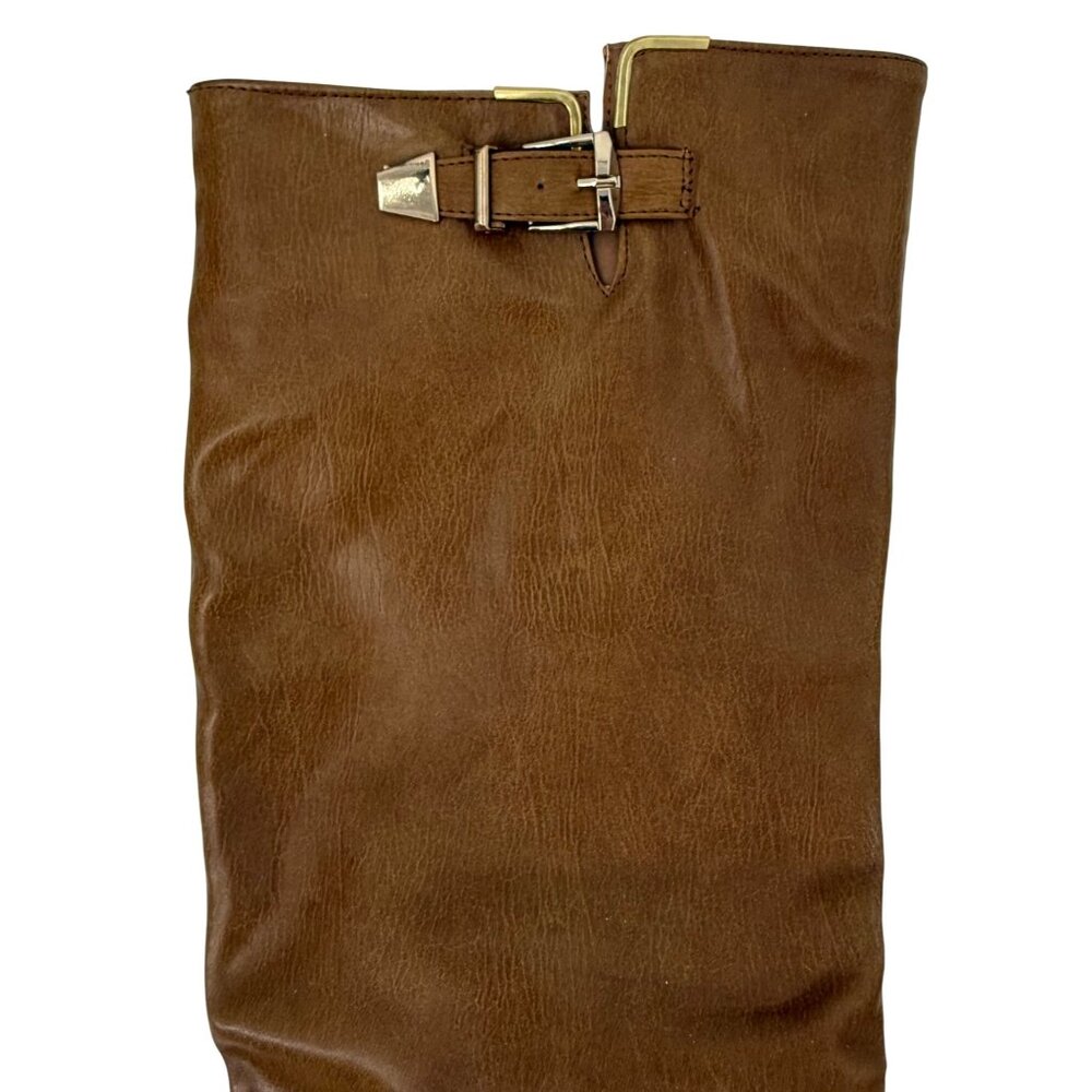 VTG Paperfox Vegan Leather Knee High Platform Heeled Boots | Y2K McBling Mobwife - Picture 2 of 16